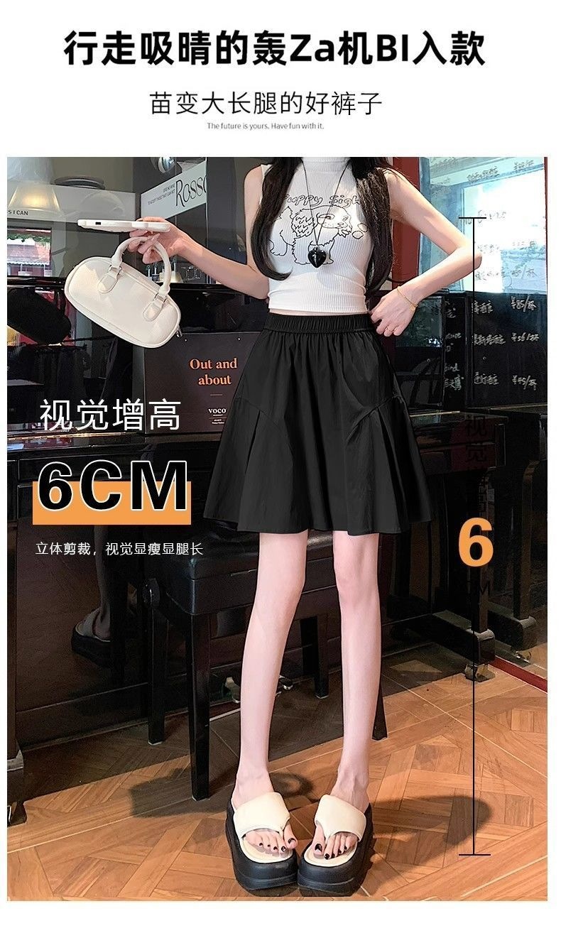 Quần short nữ ống rộng cạp cao mùa hè 2026 siêu rộng dáng suông che khuyết điểm — B5-05=giá trị thông số Kd, (cài 2), Màu đen (Single), Hạnh sắc+Hạnh sắc (hai cái trang phục), Đen+Kaki (2 bộ) chi tiết 6