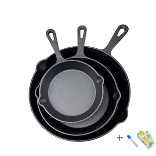 Cast Iron Hot-Splashed Chili Oil Five-Piece Set Non-Stick Omelette Pan Fried Steak Pig Iron Household Induction Cooker Universal