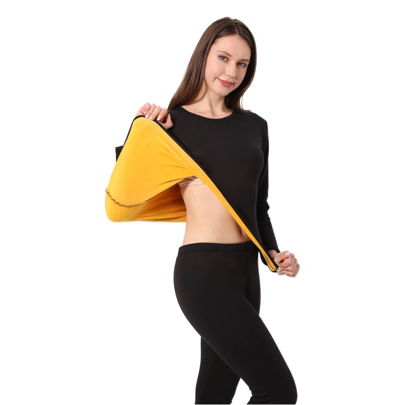 Золотой бархатный теплый набор мужской круглый воротник плюс бархат утолщение новая осенняя одежда осенние брюки женские увеличенные пары нижнего белья оптом