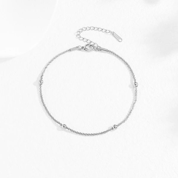 Sparkling Bead Anklet (Steel)