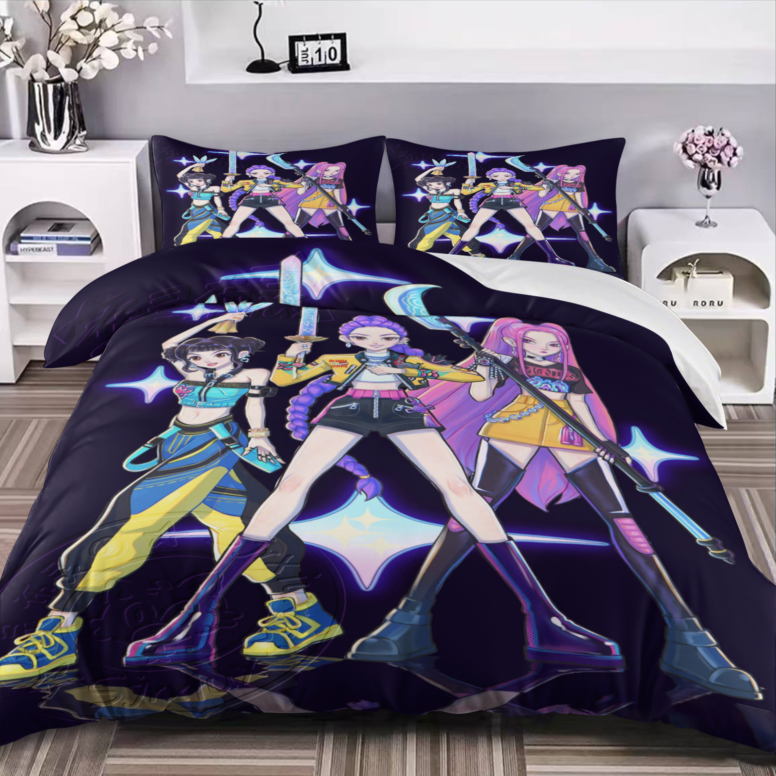 Caza de brujas K-POP tres piezas Amazon AliExpress edredón impresión digital 3D transfronteriza Nantong puente de piedra