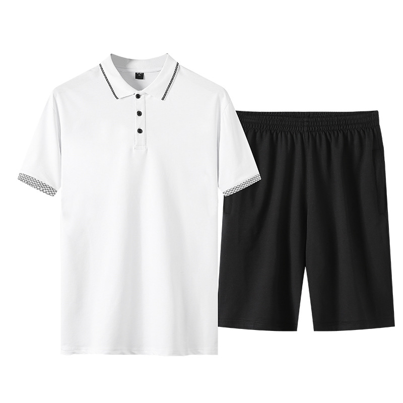 Trajes casuales para hombres, camisetas sueltas, pantalones cortos, camisetas polo para hombres de mediana edad, juegos de dos piezas