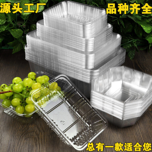 Multi-specification disposable transparent plastic fruit box roast duck strawberry grape fruit cut fruit and vegetable packaging tray packaging box