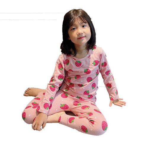 Boneless Spring and Autumn New Children's Underwear Set Pure Cotton Autumn Clothes Autumn Pants Boys Girls Pajamas Home Clothing Wholesale