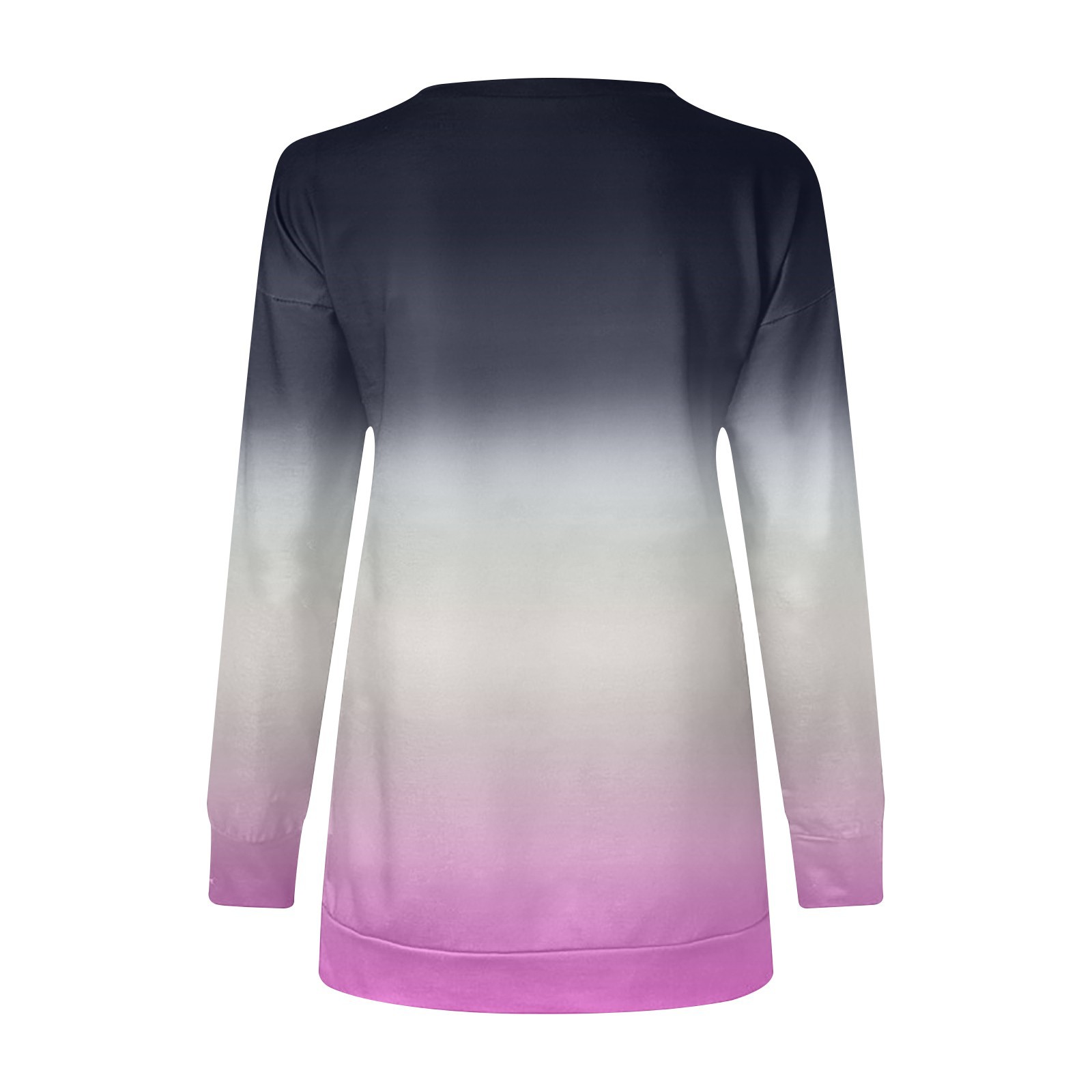 Women's Gradient Round Neck Long Sleeve Sweatshirt With Zipper_voghion.com
