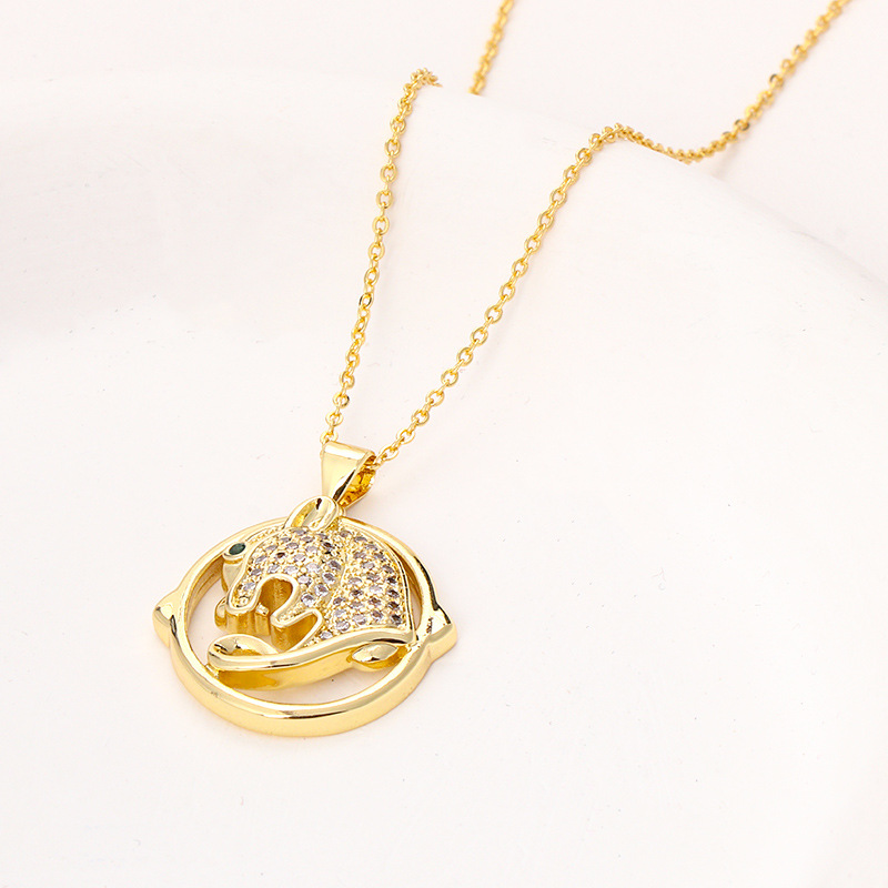 New personalized hip hop animal leopard head pendant copper inlaid zircon punk style niche design necklace_voghion.com