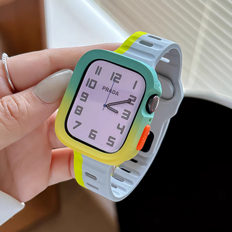 Cross border hot selling color contrast silicone for apple watch iwatch10 representative with apple Watch987se