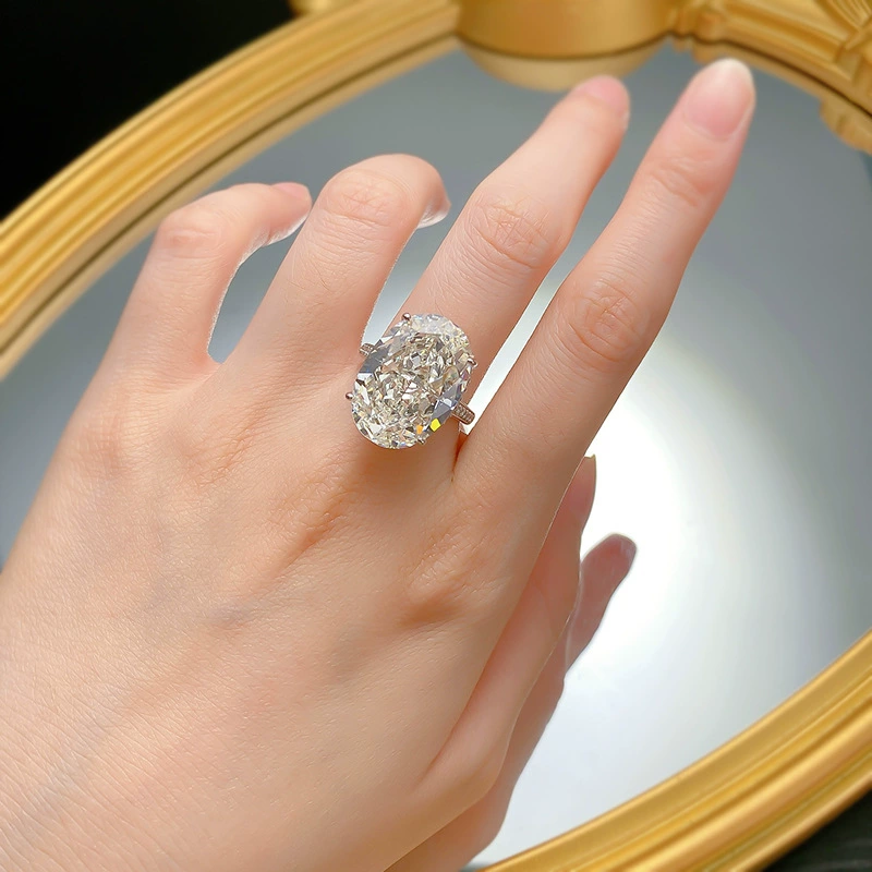 Ювелирные изделия Mujing Европейско-Американский кросс-бордер AliExpress независимый сайт 13*20 крупный карат голубиное яйцо айс-флор Cut серебряное кольцо для женщин