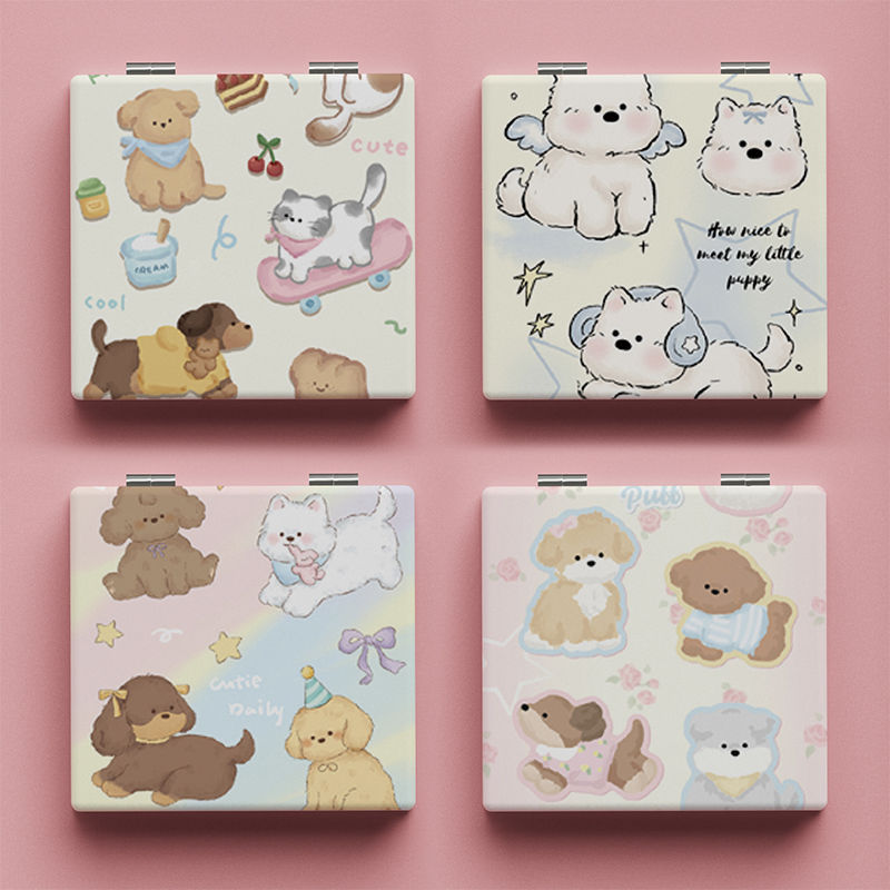 고급 휴대용 화장거울, 휴대용 거울, 귀여운 학생 기숙사 접이식 휴대용 플립업 거울, 양면 화장거울