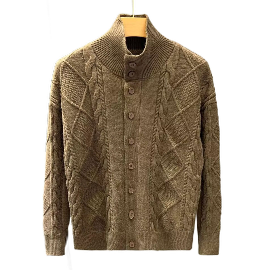 Explosiones transfronterizas de tamaño grande europeo jersey de punto suéter de hombre chaqueta de fijación de ganado chaqueta de invierno fábrica de suéter al por mayor