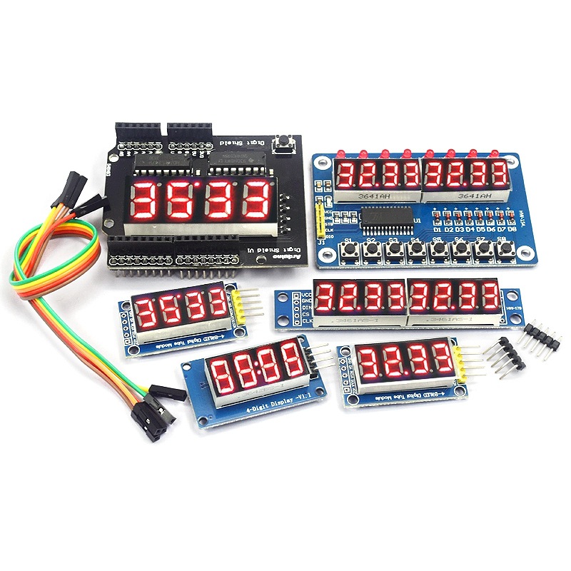4 8位数码管模块 LED显示四位串行595驱动TM1638亮度可调带时钟点