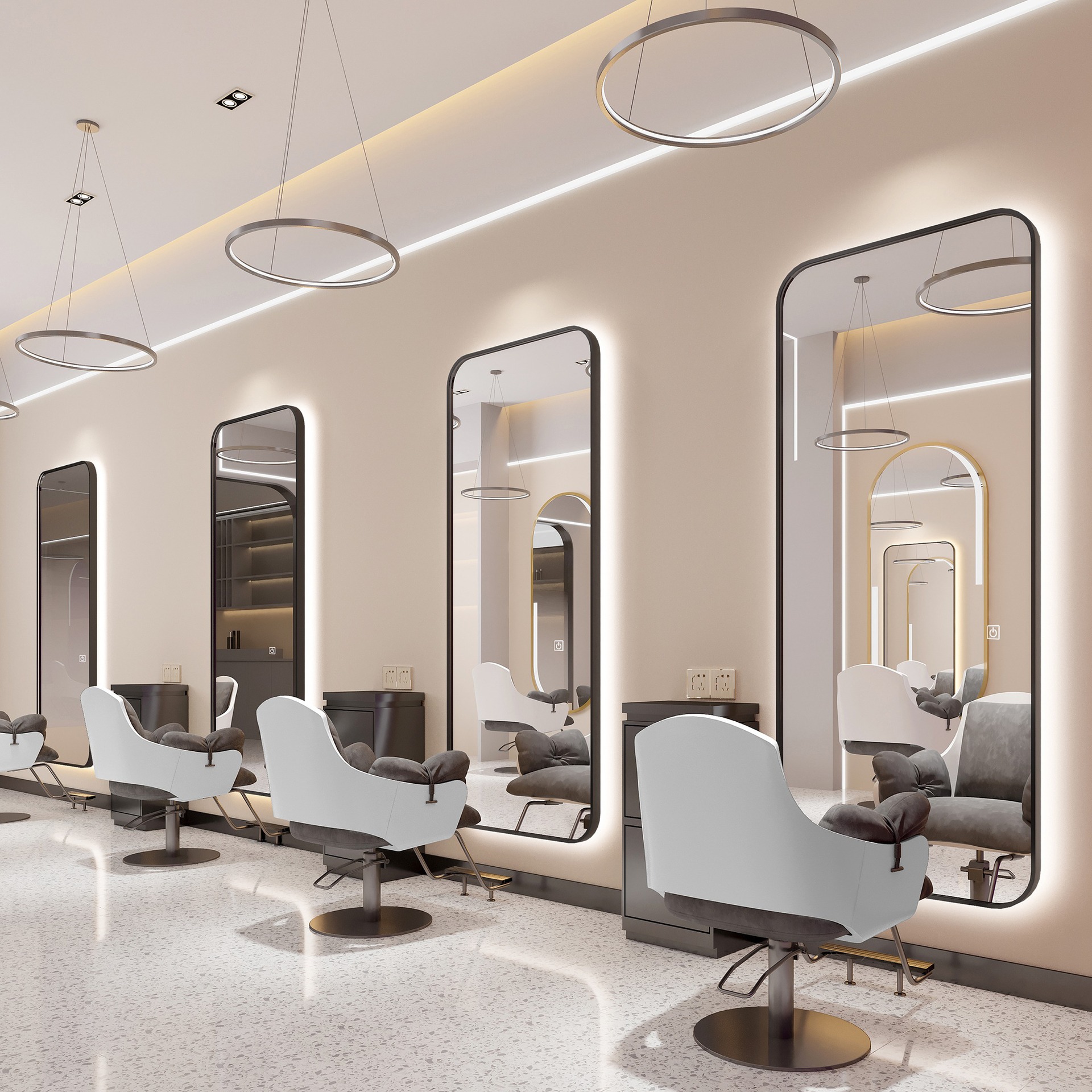 Espejo de Barbería, Soporte para Espejo de Salón de Belleza, Espejo Moderno para Tintes y Permanentes, Espejo de Pie de Cuerpo Entero para Peluquería, Estable.