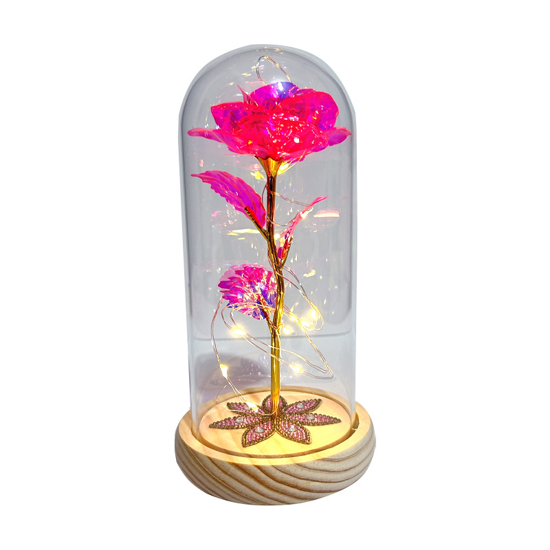 Lámpara de Cristal con Rosa Preservada, Regalo para el Día de San Valentín Chino, 520, Producto Terminado al por Mayor, Adorno Creativo para Regalo Pequeño