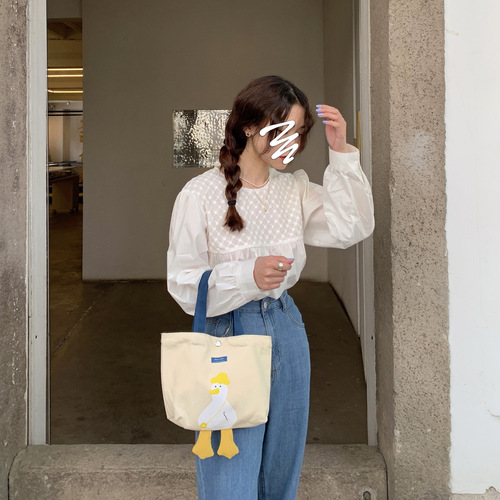 Shihua Buyu/New Cute Fashion Cartoon Soft Little Yellow Duck Lunch Bag Simple and Versatile Canvas Handbag