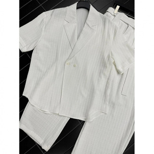 Dragon Knife Summer Simple High-End Short-Sleeved Suit Men's Loose Textured Suit Casual Pants