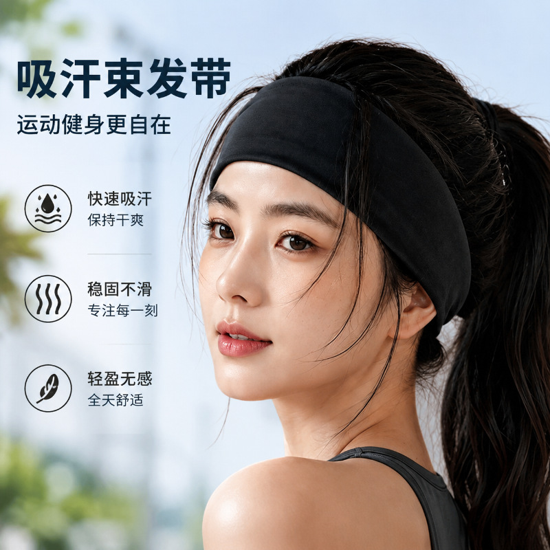 Women's Wide-Brimmed Sports Headband, Elastic and Breathable, for Running, Fitness, Sweat-Absorbing and Sweat-Wicking, Yoga Headband, Outdoor Headband