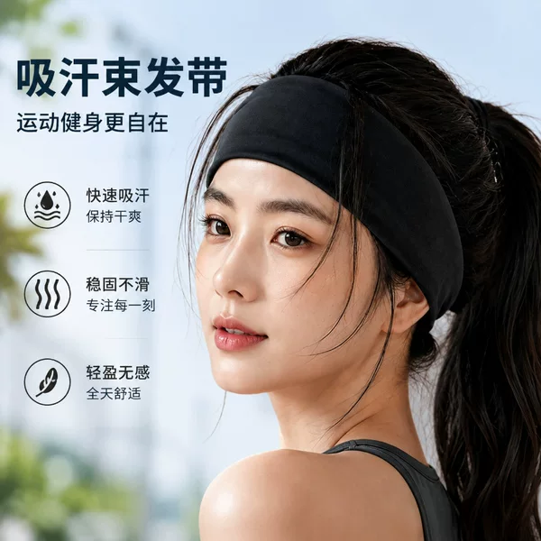 Women's Wide-Brimmed Sports Headband, Elastic and Breathable, for Running, Fitness, Sweat-Absorbing and Sweat-Wicking, Yoga Headband, Outdoor Headband