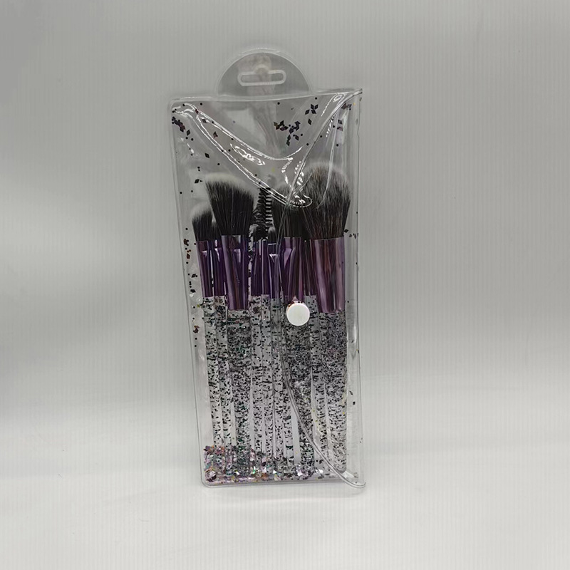 10 pinceles de maquillaje traje conjunto completo cristal transparente arenas movedizas cebolla en polvo herramientas de belleza cepillo suelto cepillo de sombra de ojos al por mayor
