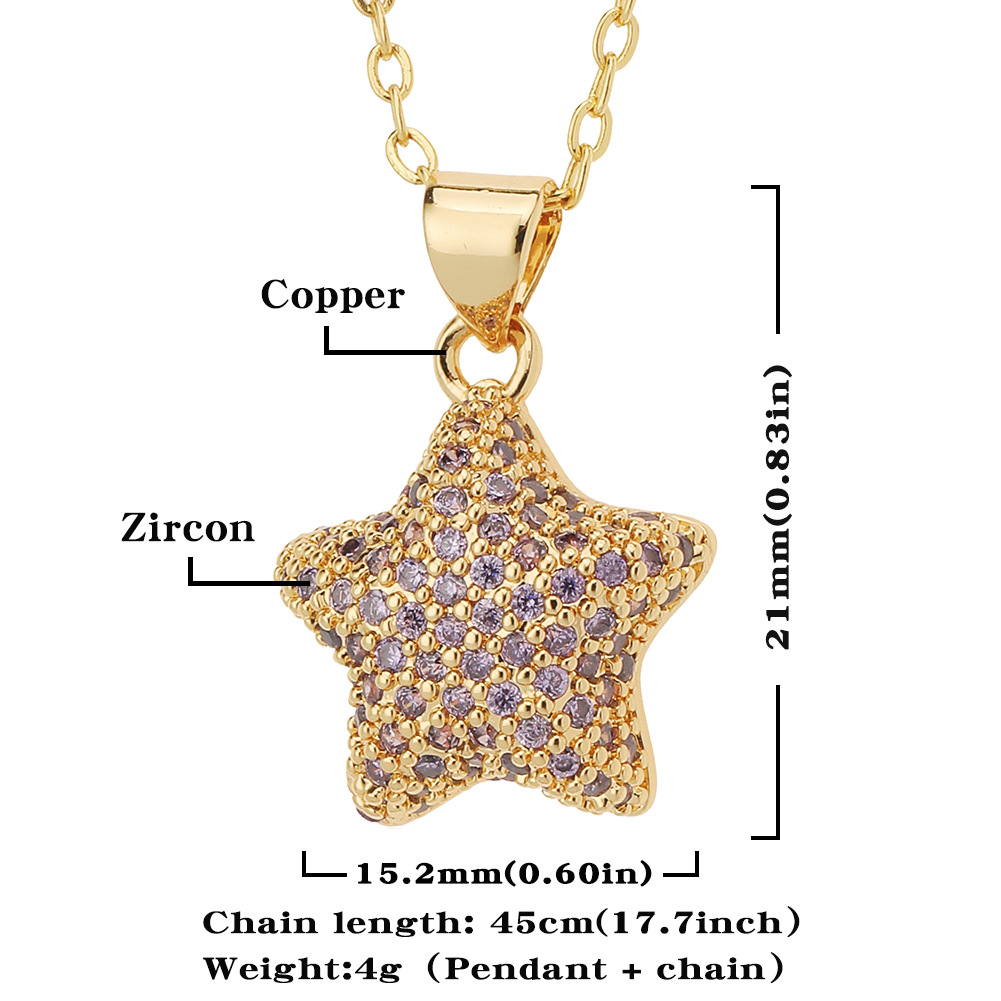 Fashion Heart Shape Copper Inlay Zircon Necklace