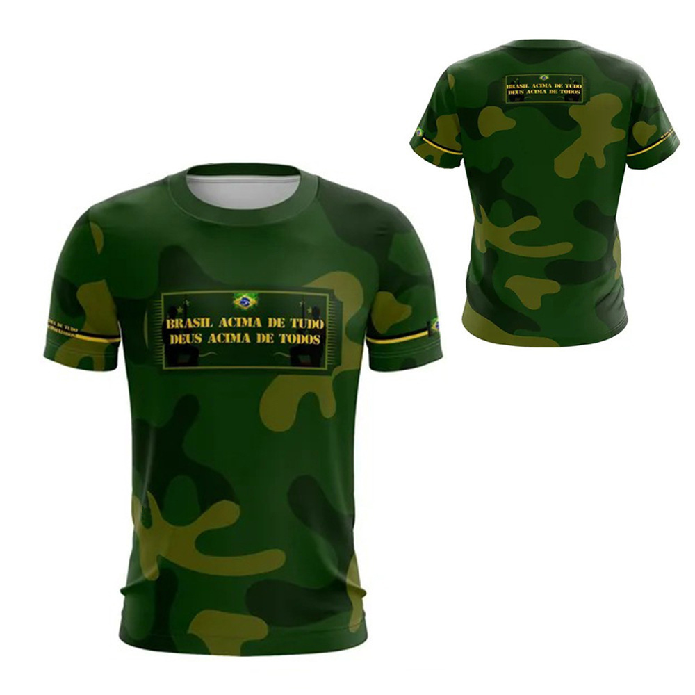 2024 nueva camiseta impresa 3D de la bandera brasileña transfronteriza de los hombres venta caliente transfronteriza estilo brazil flags camiseta