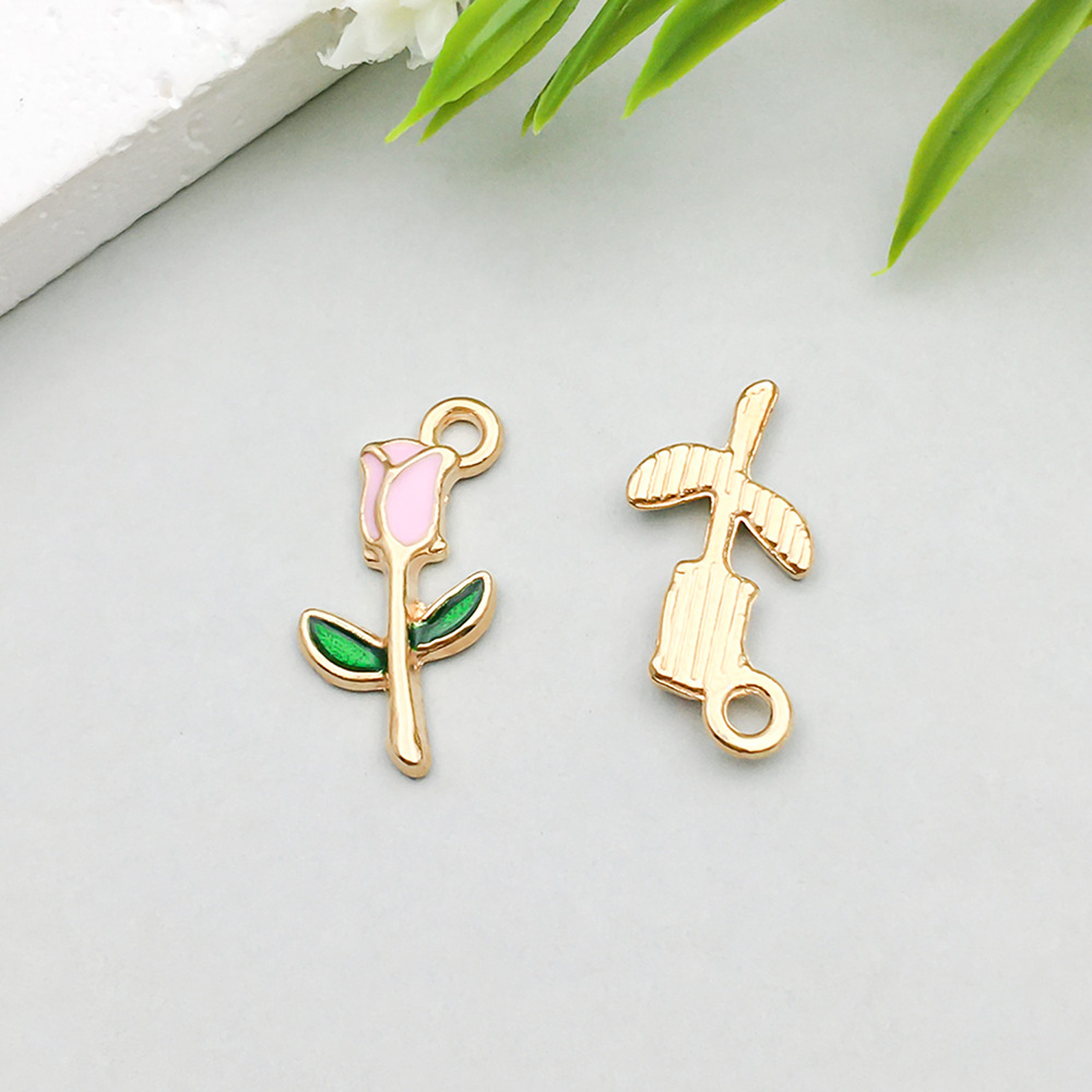 12317-J-粉色滴油锌合金玫瑰花9x18-0.5g.pn