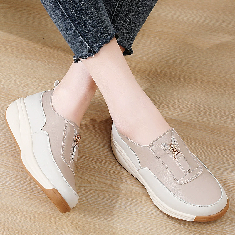 Трансграничные женские туфли больших размеров, новые осенние модные туфли на танкетке, туфли на толстой платформе, универсальные слипоны для мам