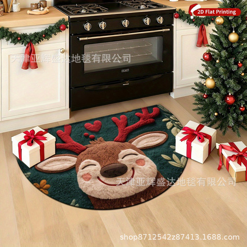 Hot Christmas cartoon crystal floor mat bathroom bathroom porch carpet wear-resistant dirt resistant floor household