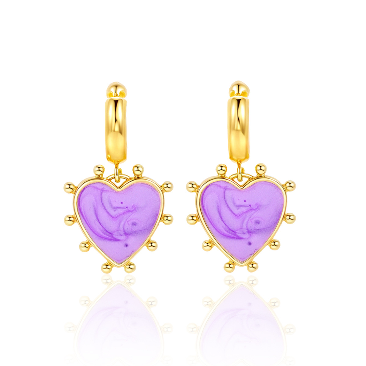 Charm Sleeper Hoop Earrings Classification 1 Pair Sweet Classic Style Heart Shape Copper Charm Sleeper Hoop Earrings