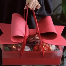 蝴蝶结花盒透明水果鲜花礼盒玫瑰花盒母亲节手提鲜花蛋糕盒