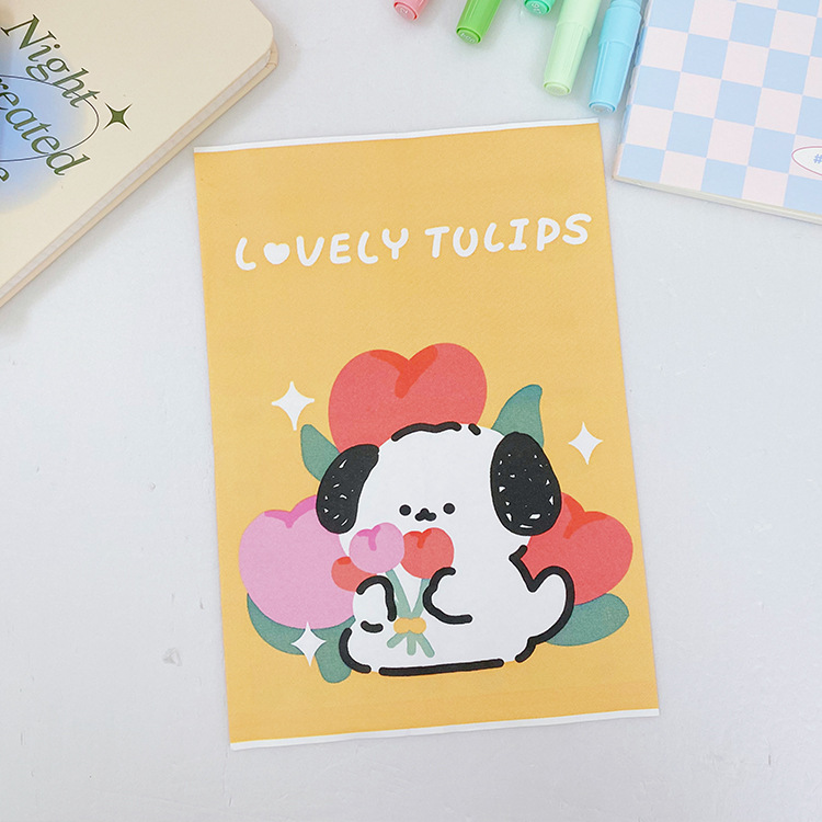 Flor de tinta de dibujos animados lindo jalea perro bolsa de almacenamiento de papel mini bolsa de papel accesorios de decoración