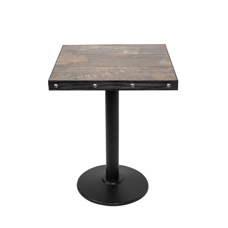 奶茶店工业风桌椅复古酒吧双人咖啡餐桌金属封边瓷砖方桌餐厅桌子
