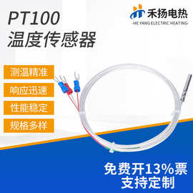 PT100热电偶铂热电阻防水防油耐酸碱温度传感器探头式四氟测温线