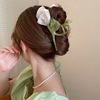 Advanced crab pin, shark, elegant hairgrip, hair accessory, flowered, Korean style, high-quality style