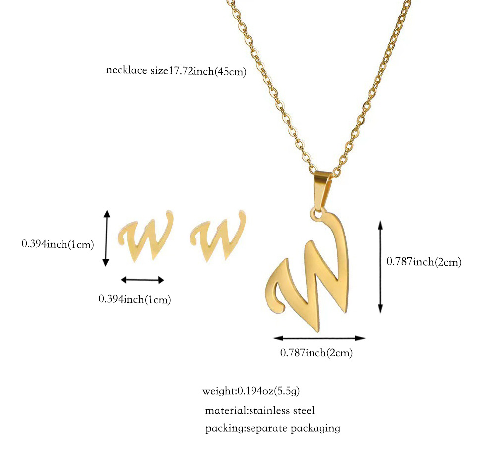 Joyería de titanio, colgante y pendientes unisex, letras inglesas, resistentes al desgaste