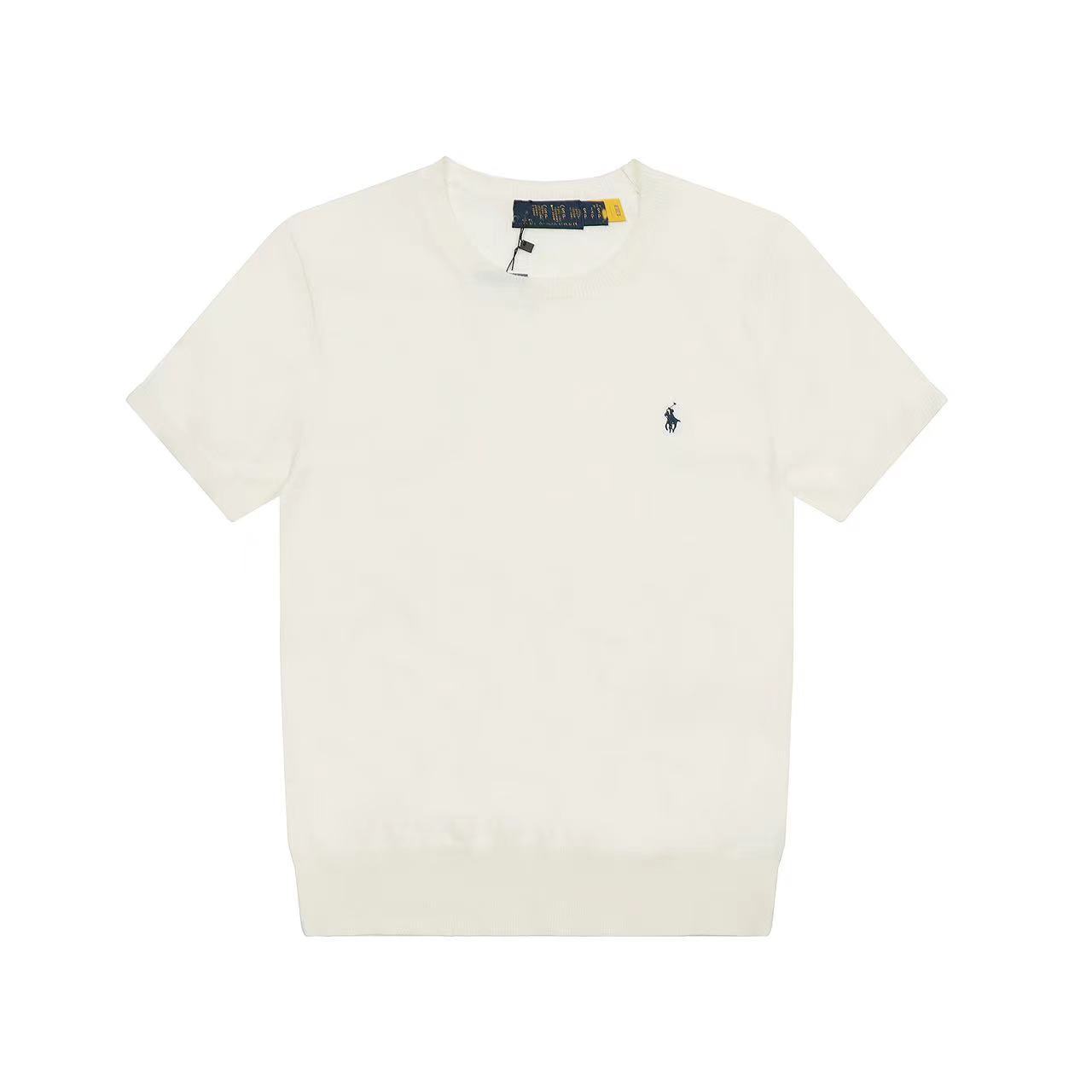 in stock Ralph RL Home College Old Qian Feng Business Classic Round Neck Solid Color Pony Embroidery Breathable Knitted Short Sleeve