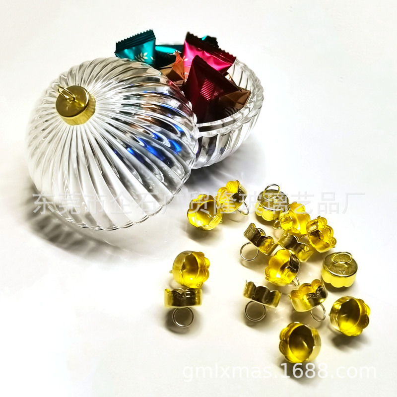 クロスボーダー人気クリスマスボールアクセサリーペンダント金属カバーメッキ溶接ガラスボールキャップクリスマスツリー装飾カバー|undefined
