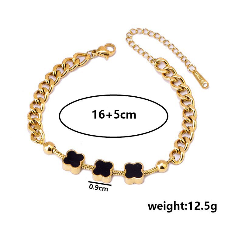 Pulsera de cuatro hojas de acero de titanio de moda simple nicho europeo y americano pulsera de alto nivel ligera de lujo temperamento joyería al por mayor mujer