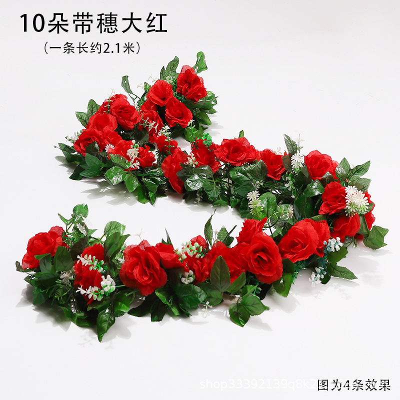 Boda flor artificial Rosa ratán flor artificial cama cabeza flor pared colgante hogar Decoración de la boda vid al por mayor