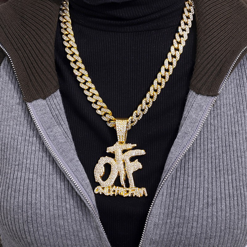 Alloy Chain Material Cuban Link Chain Curb Chain Chain Type Daily Occasion IG Style Hip-Hop Letter Alloy Inlay Rhinestones Unisex Pendant Necklace Necklace Pendant Men Pendant Necklaces