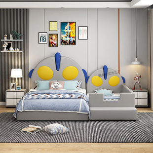Children's Bed Boy Spliced ​​Large Bed Widened Spliced ​​Bed with Guardrail Single Bed Dual-Purpose Baby Anti-Fall Bedside Crib