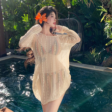 泳衣女高级感纯欲性感比基尼三件套长袖罩衫大码胖mm遮肉显瘦温泉