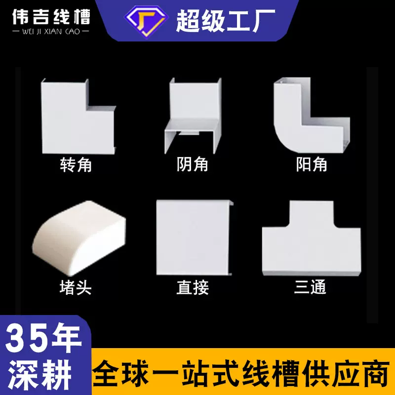 PVC线槽配件明装电线走线槽直接阴角阳角堵弯头平转三通装饰批发