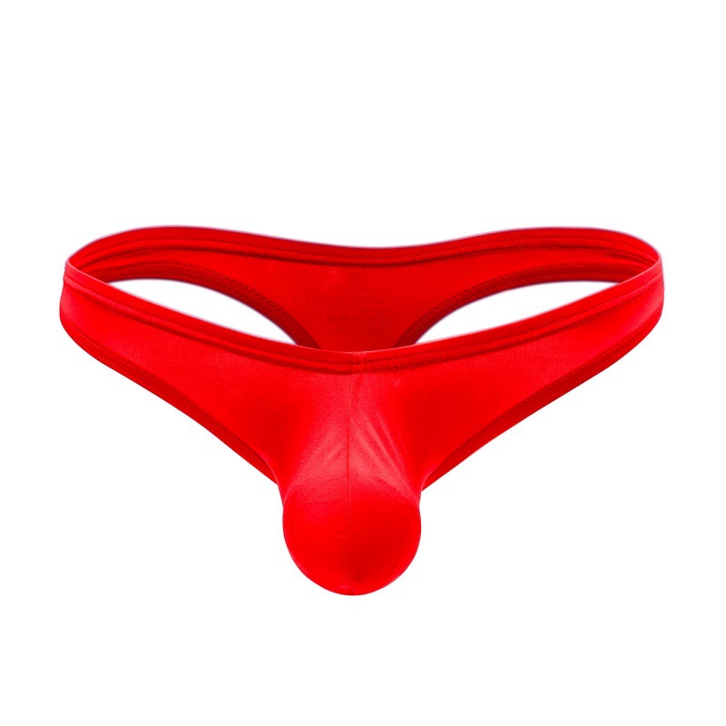 Ice Silk Low-Waist Thong Men's Sexy Men's Pants Single U-Convex Large Bag Men's Thong T-Pants Men's Underwear