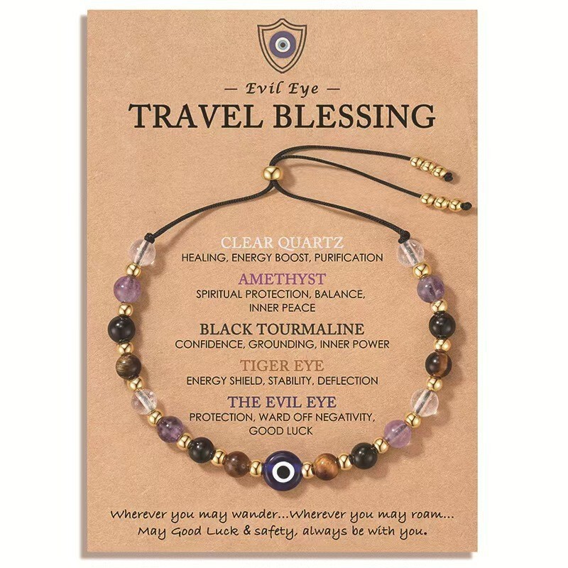 Tiger's Eye Devil's Eye Bracelet Women's Devil's Eye Bracelet Silver Round Beads Natural Obsidian Energy Bracelet