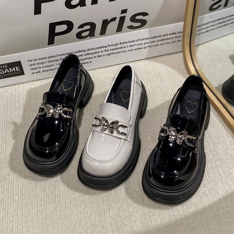 Туфли Мэри Джейн в ретро-британском стиле с юбками, женские туфли Мэри Джейн на толстой подошве, универсальные лоферы на высоком массивном каблуке.