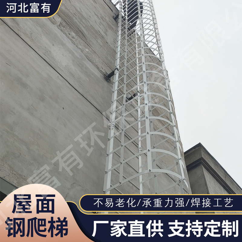 楼顶爬梯户外施工梯子污水池爬梯罐爬梯检修深井护栏镀锌钢直爬梯