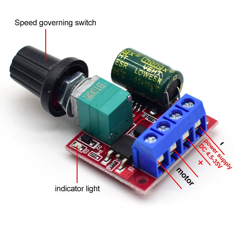 Регулятор скорости двигателя CA-105A 5A 4.5-35V PWM модуль DC мотора с индикатором уровня светодиода