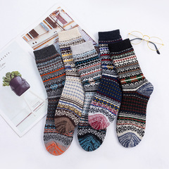 Amazon Cross-border Exclusive 21 New Fall/Winter Thick Warm Rabbit Wool Socks Coarse Thread Ethnic Style Men's Mid-Calf Socks