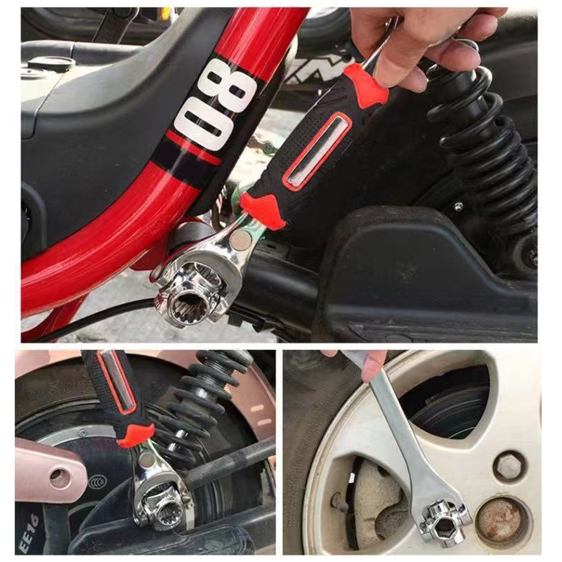 Llave de tubo 8 en 1 juego de seis dientes 8-22mm giratorio con herramientas de hardware de reparación de automóviles para el hogar magnéticas