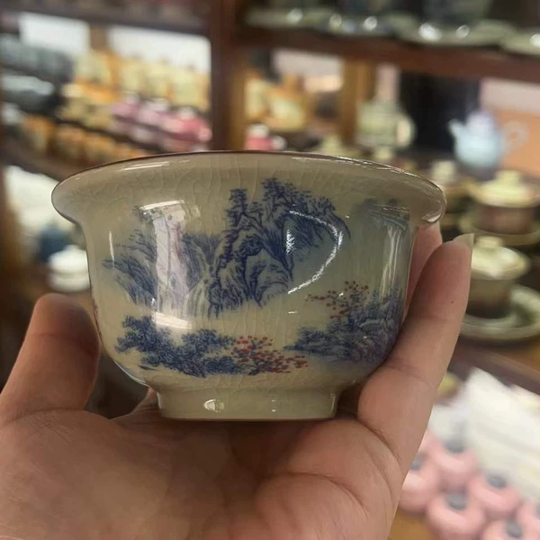 [Gu Ru] Press the hand cup with blue and white water